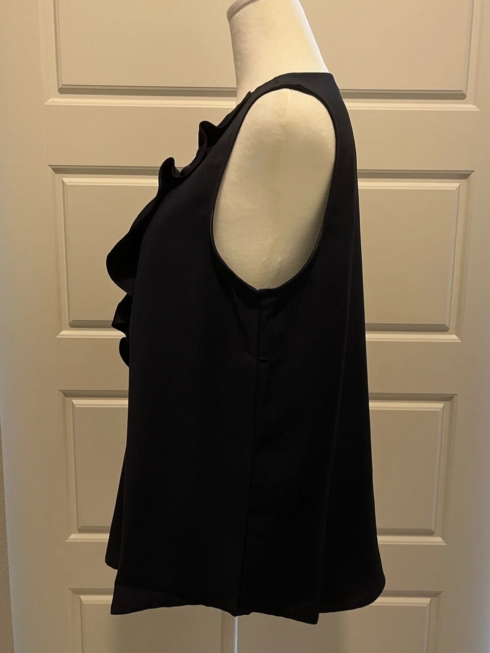 J. Crew Navy Ruffle Front Blouse